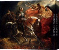 Ary Scheffer Canvas Paintings - Macbeth Et Les Sorcieres by Ary Scheffer