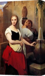 Ary Scheffer Canvas Paintings - Margaret at the Fountain by Ary Scheffer