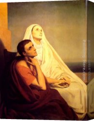 Ary Scheffer Canvas Paintings - Saint Augustin et sa Mere Monique by Ary Scheffer