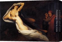 Ary Scheffer Canvas Paintings - The Ghosts of Paolo and Francesca Appear to Dante and Virgil by Ary Scheffer