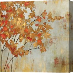 Golden Canvas Paintings - Golden Foilage by Asia Jensen