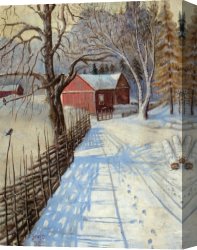 Wilhelm Canvas Paintings - A Path to the Barn by August Wilhelm Nikolaus Hagborg