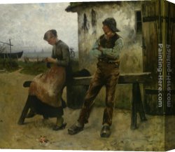 Wilhelm Canvas Paintings - The Shy Suitor by August Wilhelm Nikolaus Hagborg