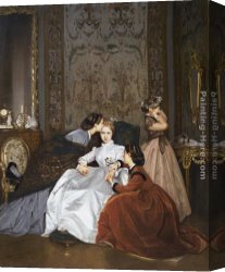 Toulmouche Canvas Paintings - La Fianc&eacute;e H&eacute;sitante by Auguste Toulmouche
