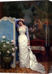 Toulmouche Canvas Paintings - Young Woman In An Interior by Auguste Toulmouche