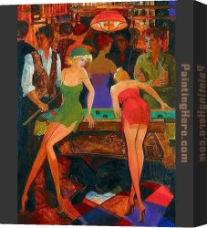 An Interesting Game Canvas Paintings - Game of Pool by Avtandil