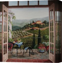 A View of The Forum Canvas Paintings - Balcony View Of The Villa by Barbara Felisky