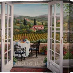 Felisky Canvas Paintings - Lunch Overlooking Lucca by Barbara Felisky