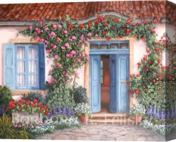 Felisky Canvas Paintings - Rose Around The Door by Barbara Felisky