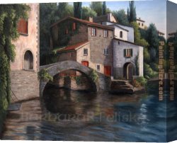 Felisky Canvas Paintings - The Bridge At Nesso by Barbara Felisky