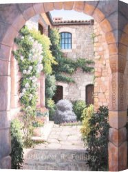 Felisky Canvas Paintings - The Inner Courtyard by Barbara Felisky