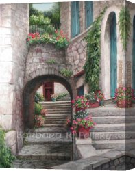 Felisky Canvas Paintings - View Through The Arch by Barbara Felisky