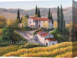 Tuscany Canvas Paintings - Vineyard In Autumn Tuscany by Barbara Felisky