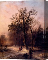 Forest Canvas Paintings - Forest In Winter by Barend Cornelis Koekkoek
