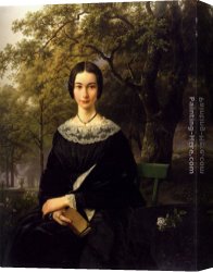Portrait of a Young Lady Canvas Paintings - Portrait Of A Young Lady by Barend Cornelis Koekkoek