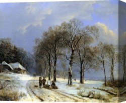 Early Winter in The Sierra Nevada Canvas Paintings - Winter landscape by Barend Cornelis Koekkoek