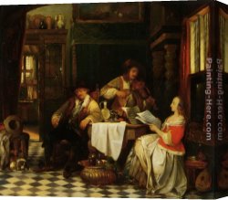 Hendrik Canvas Paintings - The Musician by Baron Jan August Hendrik Leys