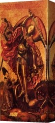 Bartolome Esteban Murillo Canvas Paintings - St. Michael And The Dragon by Bartolome Bermejo