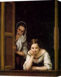 Little Girl Canvas Paintings - A Girl and her Duenna by Bartolome Esteban Murillo