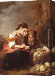 The Bird Seller Canvas Paintings - The Little Fruit Seller by Bartolome Esteban Murillo