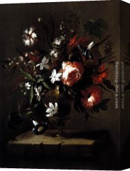 Bartolome Esteban Murillo Canvas Paintings - Vase of Flowers by Bartolome Perez