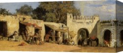 Arabs I Cemetery Canvas Paintings - An Arab Market by Benjamin Jean Joseph Constant
