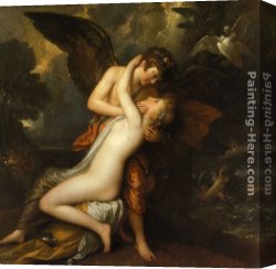 Cupid Disarmed Canvas Paintings - Cupid and Psyche by Benjamin West