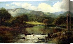 Lord Rivers' Roan Mare in a Landscape Canvas Paintings - A Wooded River Landscape by Benjamin Williams Leader