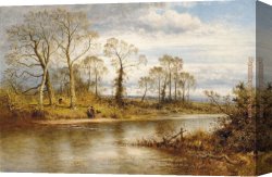An English River in Autumn Canvas Paintings - An English River in Autumn by Benjamin Williams Leader