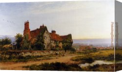 Home Canvas Paintings - An Old Surrey Home by Benjamin Williams Leader