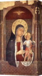 Blessing Canvas Paintings - Madonna and Child Giving Blessings by Benozzo di Lese di Sandro Gozzoli