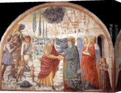 Sandro Botticelli Canvas Paintings - Meeting at the Golden Gate by Benozzo di Lese di Sandro Gozzoli