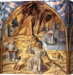 Autumn Scene Canvas Paintings - Scenes from the Life of St Francis (Scene 11, south wall) by Benozzo di Lese di Sandro Gozzoli