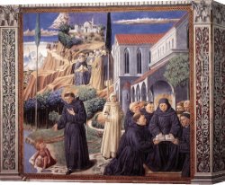 Autumn Scene Canvas Paintings - Scenes from the Life of St Francis (Scene 12, south wall) by Benozzo di Lese di Sandro Gozzoli
