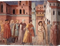Autumn Scene Canvas Paintings - Scenes from the Life of St Francis (Scene 3, south wall) by Benozzo di Lese di Sandro Gozzoli