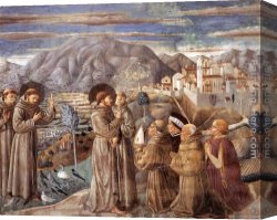 Autumn Scene Canvas Paintings - Scenes from the Life of St Francis (Scene 7, south wall) by Benozzo di Lese di Sandro Gozzoli