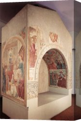 The Visitation (detail) Canvas Paintings - Shrine of the Visitation by Benozzo di Lese di Sandro Gozzoli