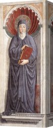 Benozzo Di Lese Di Sandro Gozzoli Canvas Paintings - St Monica (on the pillar) by Benozzo di Lese di Sandro Gozzoli
