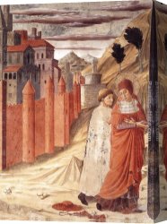 Departure Canvas Paintings - The Departure of St Jerome from Antioch by Benozzo di Lese di Sandro Gozzoli