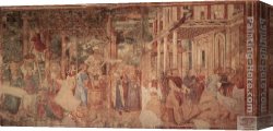 Benozzo Di Lese Di Sandro Gozzoli Canvas Paintings - The Vintage and Drunkenness of Noah by Benozzo di Lese di Sandro Gozzoli
