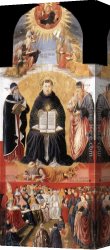 Sandro Botticelli Canvas Paintings - Triumph of St Thomas Aquinas by Benozzo di Lese di Sandro Gozzoli