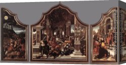 Bernaert Canvas Paintings - Triptych of Virtue of Patience by Bernaert van Orley