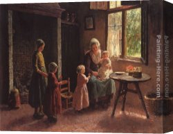 The Arrival Canvas Paintings - Flowers for the New Arrival by Bernard Jean Corneille Pothast