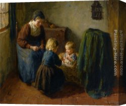 Playing Hide And Seek Canvas Paintings - Two Sisters Playing by Bernard Jean Corneille Pothast