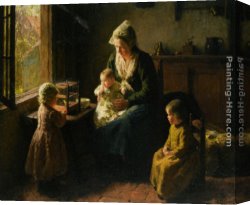 Watching Canvas Paintings - Watching the Canary by Bernard Jean Corneille Pothast