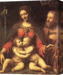 Holy Family Canvas Paintings - Holy Family with the Infant St John by Bernardino Luini