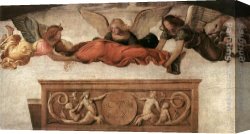 Tomb Canvas Paintings - St Catherine Carried to her Tomb by Angels by Bernardino Luini
