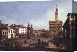 Della Canvas Paintings - The Piazza della Signoria in Florence by Bernardo Bellotto