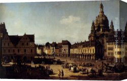 A View of Amsterdam Market Canvas Paintings - View Of The New Market In Dresden by Bernardo Bellotto