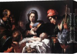 Adoration Canvas Paintings - Adoration of the Shepherds by Bernardo Strozzi